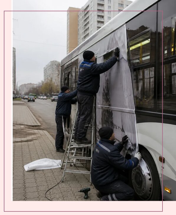 Изготовление и монтаж рекламы на автобусах в Канске